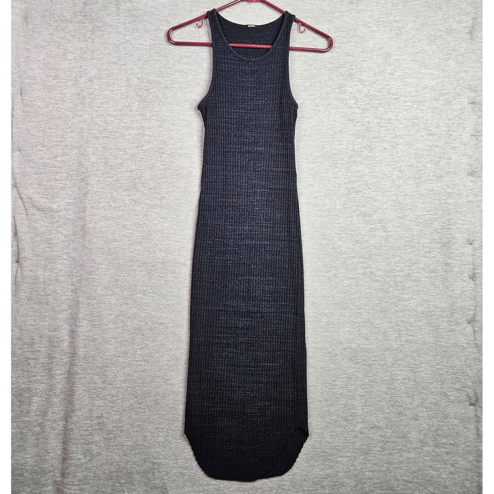 Monrow Women XS Black Ribbed Racerback Maxi Dress Sleeveless Bodycon